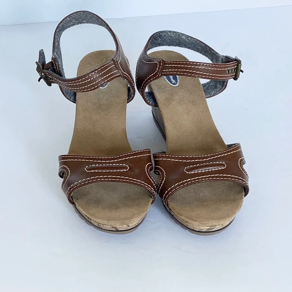 Dr Scholls Womens Brown Cork Wedge Sandals Advanced Comfort Size 7 WMDS1460004